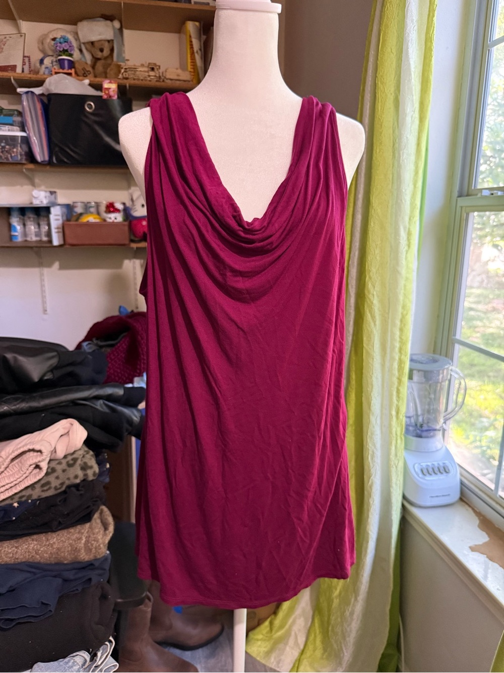 Wesc Sleeveless Cowl Top in Berry Plum